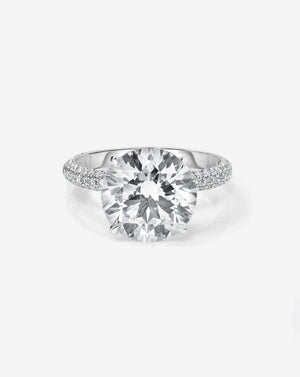 Stunning 3.18 Carat Round Lab Diamond in Elegant Pavé Cloud Setting.
