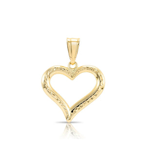 Stunning 14K Yellow Gold Diamond-Cut Heart Pendant Necklace with 18" Cable Chain.