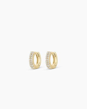 14K Diamond Double down Huggies