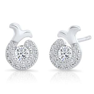 Exquisite CZ Shrimp Stud Earrings in Sterling Silver - A Delightful Seafood-Inspired Accessory.