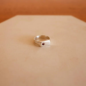 Star of the Sea Garnet Signet Ring | Gold Vermeil and Sterling Silver