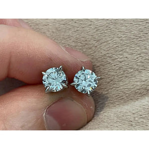 2.0 Carat Lab Created Diamond Stud Earrings: Sterling Silver Platinum Overlay