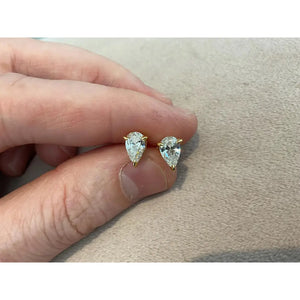 2.0 Carat Pear Cut Lab Diamond Earrings: Gold Plated Sterling Silver