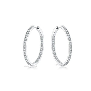 2 Ct Diamond Hoop Earrings, Women'S Earrings, Everyday Earrings, Huggies with round Diamonds, Hoop Earrings with Safety Lock