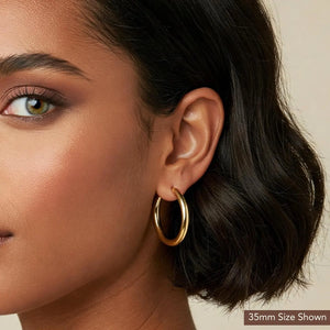 14K Gold Classic Hoop Earrings, Solid 14K Yellow Gold Chunky Hoops, Bold and Classy 3Mm, Designed & Handmade by TILO Jewelry