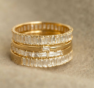 Bold Half Diamond Baguette Ring NikNenz™ Premium Gold & Diamonds