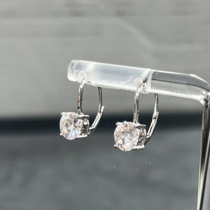 14K Gold 2.00 Carat Dangling Solitaire Drop Earrings Leverback