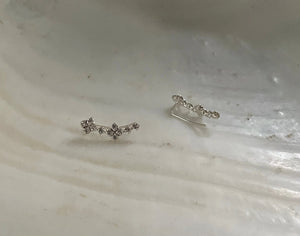 Beautiful 925 Sterling Silver and Sparkly Clear Cubic Zirconia Crystal Ear Climbers Earrings Gift