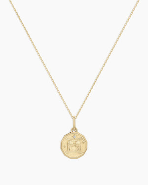 Diamond Zodiac Coin Charm Necklace