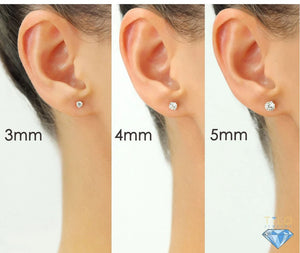 Bundle Set of 3! 14K White Gold Classic Solitaire Stud Earrings, Pushback (Unisex)