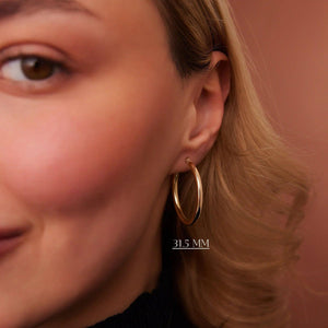 Luxurious 14K Gold Thick 3mm Waterproof Hoop Earrings for Everyday Elegance.