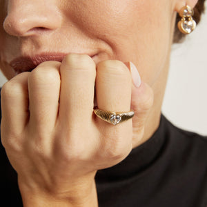 Radiant Heart Art Deco Ring NikNenz™ Premium Gold & Diamonds