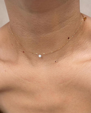 18K Solid Gold Pierced Diamond Necklace|0.25Ct Pierced Diamond Choker|Drilled Lab Diamond Pendant|Delicate Fine Jewellery