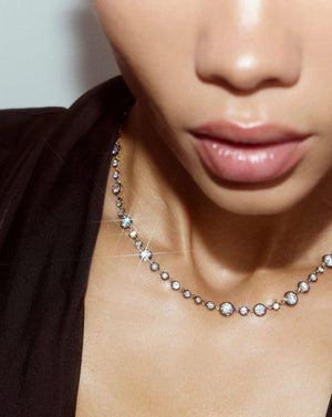Elegant Georgian Lab Diamond Tennis Necklace - Timeless Sparkle.