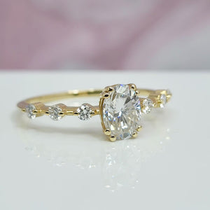 1 Carat Oval Cut Lab Grown Diamond Engagement Ring in 14K Yellow Gold.