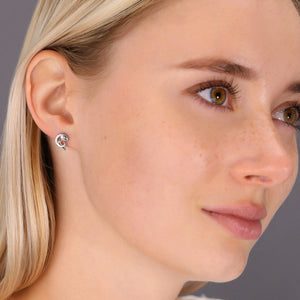CZ Small Fish Stud Earrings in Sterling Silver