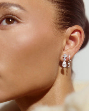 Stunning Drop Round Lab Diamond Huggie Charm Earrings.