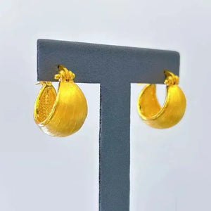 24K Pure Gold, 24K Gold Earrings, Gold U Shape Earrings, Gold Hoop Earrings, Gold Huggies, 24K Solid Gold Earrings, Gold Statement Earrings