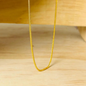 24K Solid Gold Necklace, Delicate Fine Jewelry, Simple Chain