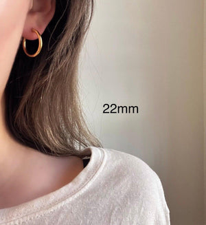 Elegant 18K Gold Plated Titanium Waterproof Minimalist Thin Hoop Earrings - Perfect for Stacking!.