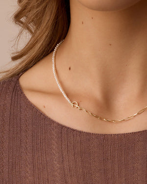 Lou Pearl Alphabet Necklace NikNenz™ Premium Gold & Diamonds