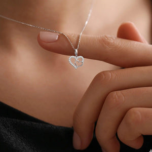 14K White Gold Lab Diamond Open Heart Pendant Necklace - 0.17 Carats of Dazzling Elegance.