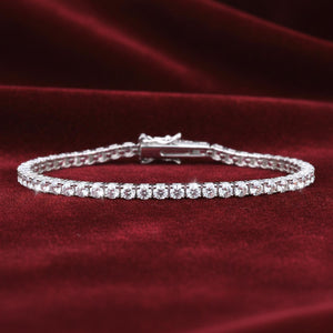 Elegant 925 Sterling Silver Classic Tennis Bracelet with Simulated Diamond CZ.