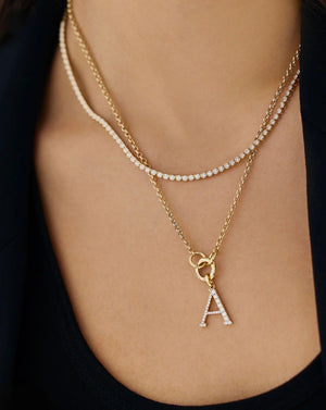 Exquisite Large Diamond Initial Pendant - Personalize Your Elegance.