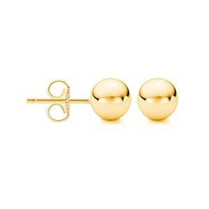 18K Yellow Gold Ball Stud Earrings, Lightweight