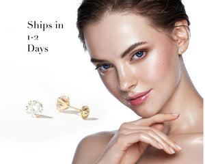 14K Solid Gold Stud Earring, Studs, Diamond Stud Earrings, Minimalist Dainty Earrings, CZ Stud Earrings, Screw Flat Back Earring, Tiny Round