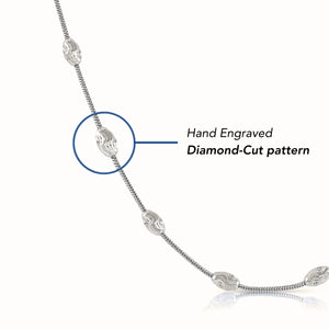 Sterling Silver Diamond-Cut Oval Bead Bracelet