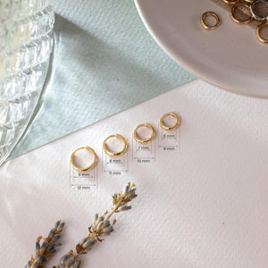 Stunning 14K/18K Solid Gold Tiny Huggie Hoops - Perfect Sleeper Conch Earrings for Stacking.