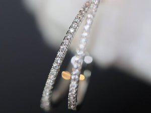Diamond Hoop Earrings | Hoop Earrings | Womens Big Diamond Earrings | Silver Hoop Earrings with Diamonds | Womens Hoop Earrings | Earrings