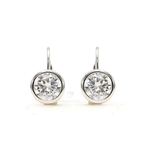 Moissanite Bezel Set Dangle Earrings, 925 Sterling Silver