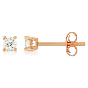 CZ Rose Gold Plated Stud Earrings in Sterling Silver