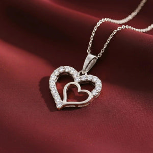 14K White Gold Lab Diamond Open Heart Pendant Necklace - 0.17 Carats of Dazzling Elegance.