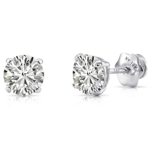 14K White Gold Classic Solitaire Simulated Diamond Studs, Screwback