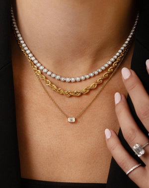 Stunning Graduated Bezel Diamond Tennis Necklace - Elevate Your Elegance.
