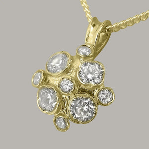 Elegant Vintage Yellow Gold Diamond Pendant - Customizable Luxury in 9K, 10K, 14K, 18K Gold or Platinum for Women.