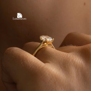 Oval Lab Grown Diamond Engagement Ring: 14K Solid Gold Solitaire