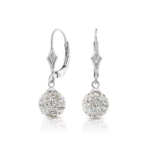 Elegant 925 Sterling Silver Crystal Ball Dangle Earrings with French Back - Perfect Gift for Her.