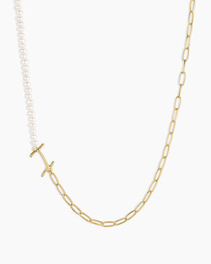 Lou Pearl Alphabet Necklace NikNenz™ Premium Gold & Diamonds