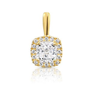 14K Yellow Gold Cushion-Cut Pendant Necklace, with 18" Cable Chain