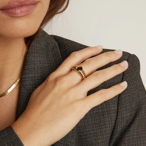 Lab Grown Black Sapphire Art Deco Ring NikNenz™ Premium Gold & Diamonds
