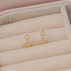 Handmade 18K Gold Plated Ball Stud Earrings, Hypoallergenic 4Mm