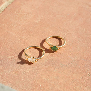 Green Aventurine Claw Ring 18Ct Gold Plate
