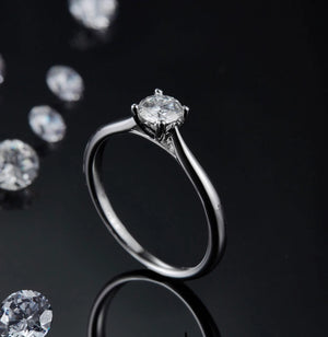 0.5Ct Diamond Engagement Ring, Solitaire Certified Moissanite Diamond Ring, Gold Simple Engagement Ring, Promise Ring, Anniversary Ring