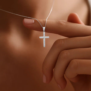Elegant 14K White Gold Small Cross Pendant Necklace - A Timeless Treasure.
