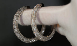 Diamond Hoop Earrings | Hoop Earrings | Womens Big Diamond Earrings | Silver Hoop Earrings with Diamonds | Womens Hoop Earrings | Earrings