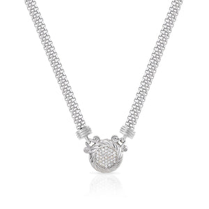 Exquisite 925 Sterling Silver Italian Handmade Round Necklace with Secure Lobster Clasp.
